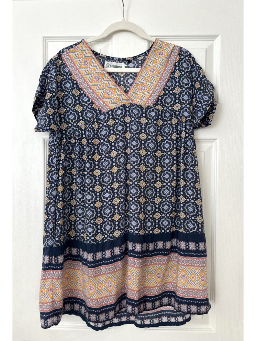 Aventura Eco Tencel Floral Midi Dress S Blue Boho Travel Outdoor